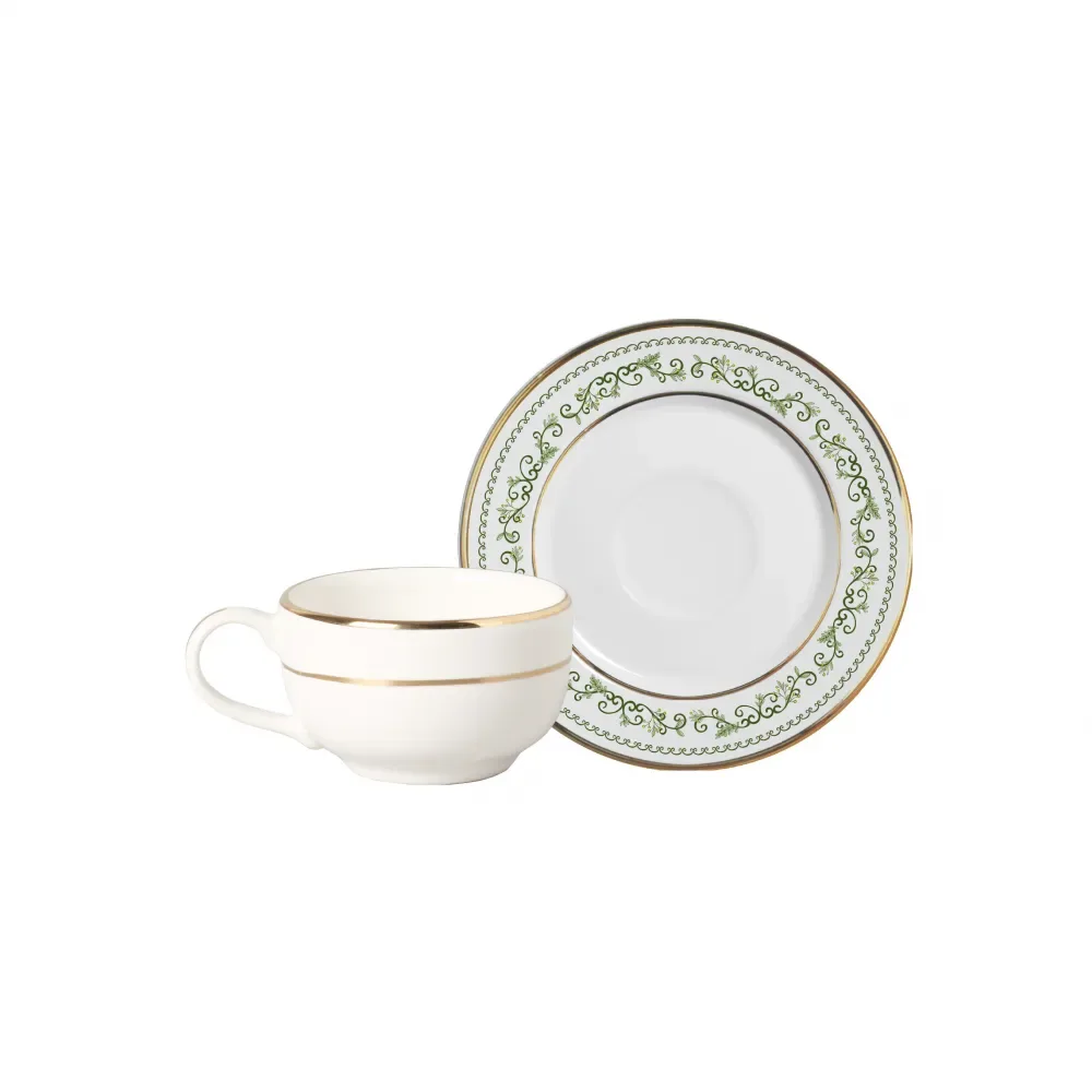 Taza de Café con platillo Classic Christmas filete oro - Alt. 5 cm - Vol. 85 ml