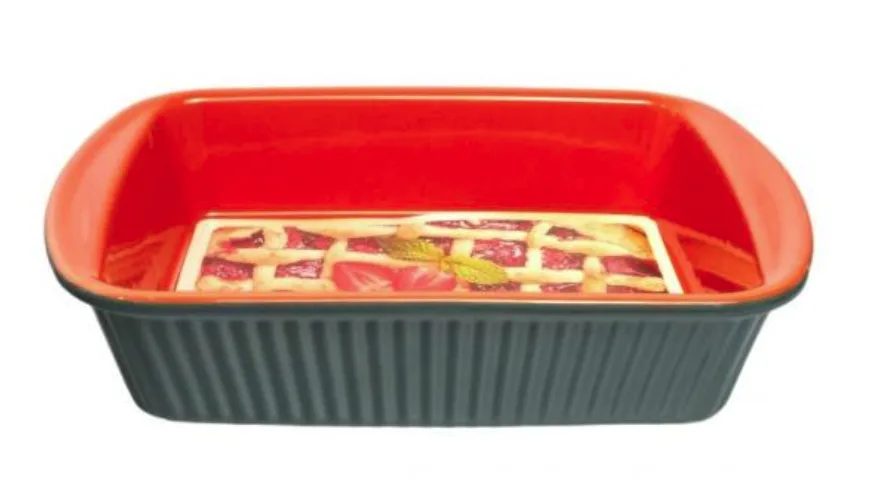ASADERA CERAMICA OVEN FRESH GRIS/ROJO