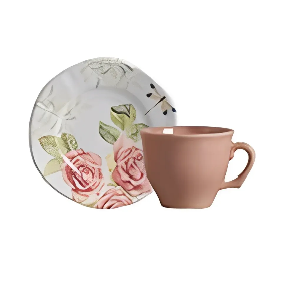 TAZA DE CAFE C/PLATILLO JARDIM ENCANTADO 6 x 6 x 6