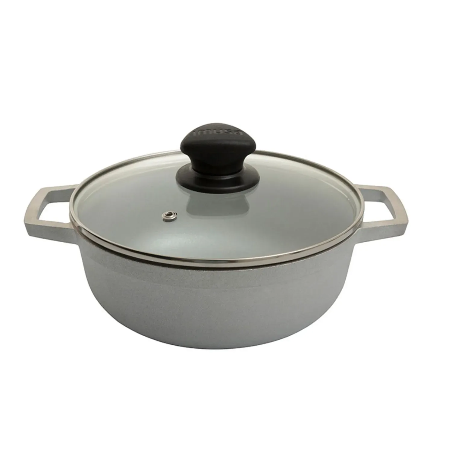 CALDERO IMUSA ALUMINIO FUNDIDO 24CM C/ TAPA DE VIDRIO